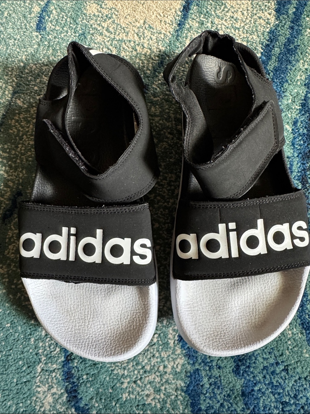 Adidas Black and White Women’s Sandals with Logo Strap